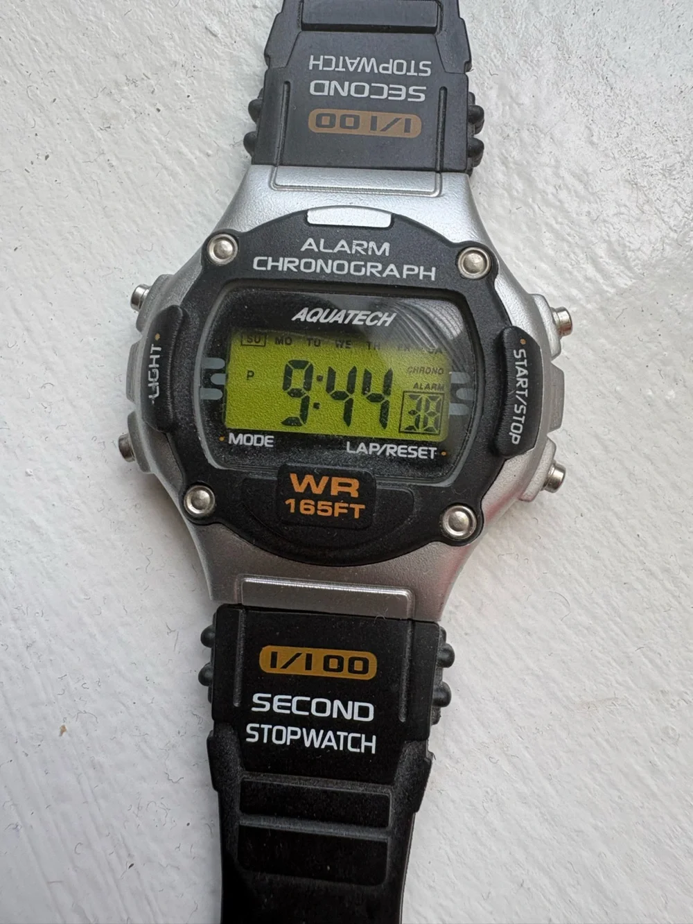 Aquatech Advance Men’s 9.25” Black Chrono Sports Watch WR Digital New Battery
